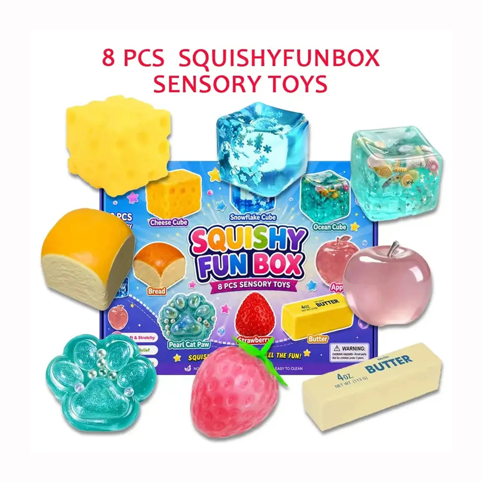 Random Color 8pcs/Box TPR Maltose-Filled Squishy Toy, Slow Rising Stress Relief Sensory Fidget Decompression Blind Box Gift