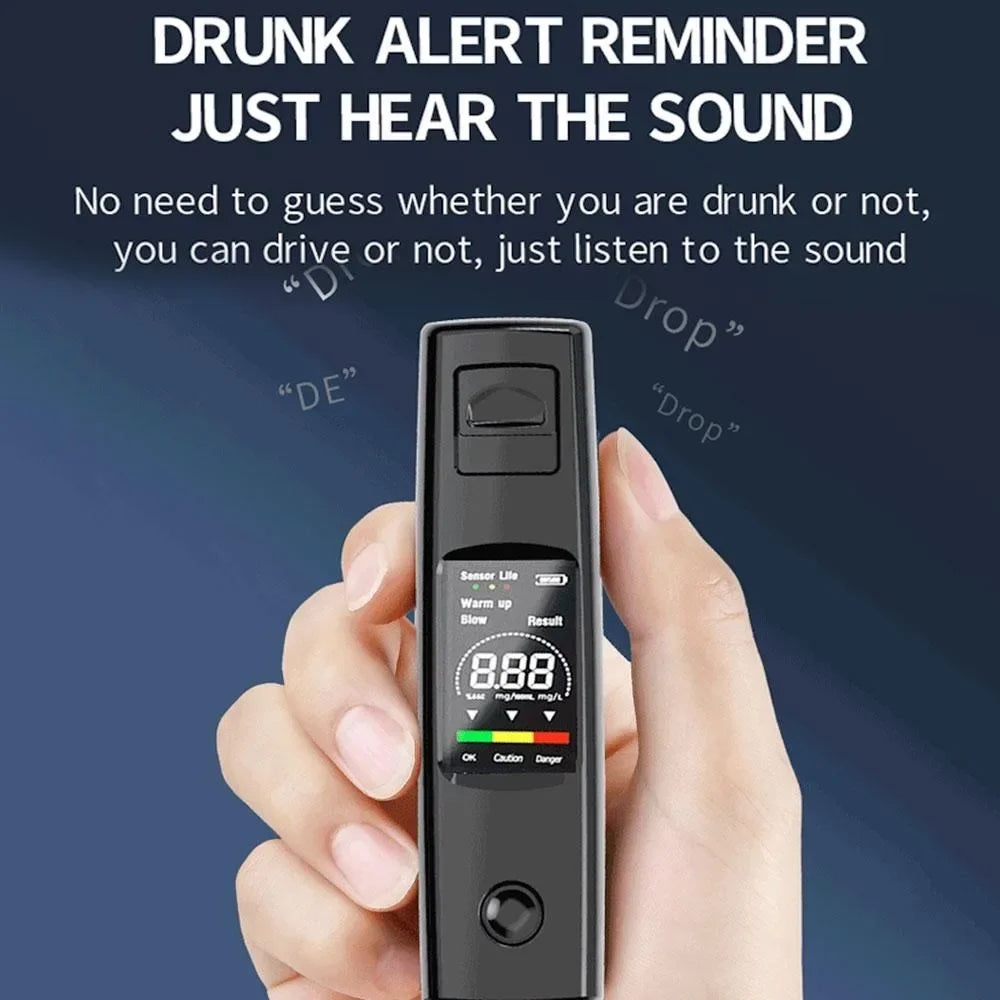 Professional Portable Alcohol Tester High Precision Digital Breathalyzer for Cars and Vehicles Breath Alcohol Meter Blow Detector Contactless Alcohol Gauge Measuring Instrument for Driver Safety Driving Gadget Auto Electronic