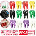 8PCS Portable Travel Tooth Shaped Toothbrush Head Protector, Hollow Ventilated Quick Drying Dust Shield Toothbrush Cap