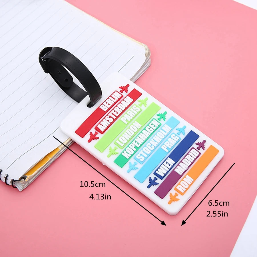 1PCS Creative Letter Black and White Luggage Tag Hanger Boarding Hanging Tag Ring Check in Trolley Box  Label Hanging Tag