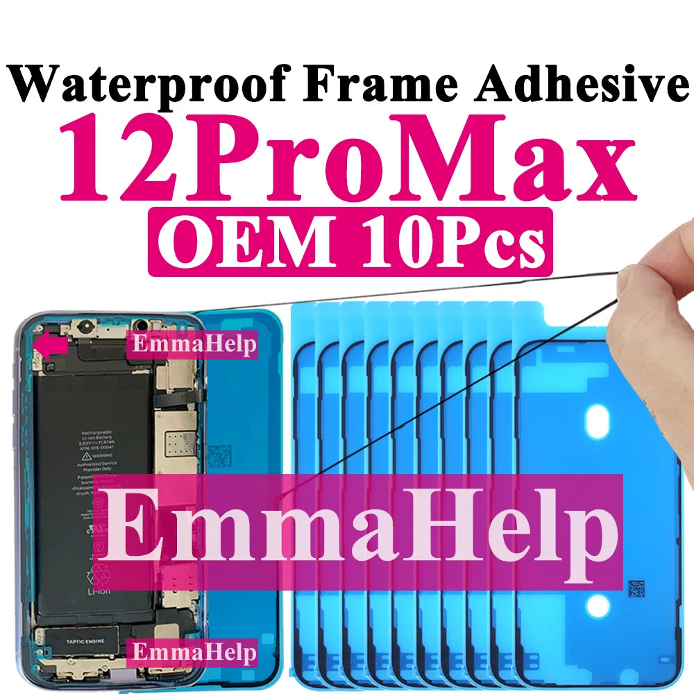 10pcs Waterproof Sticker for iPhone 16 Pro Max 17 14 13 12 11 15 XS XR 8 SE 3M Seal Adhesive Pre-Cut LCD Screen Frame Tape Glue