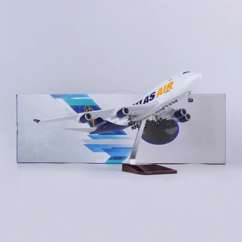 747 ATLAS AIR Airlines B747-400 Airplane Model 1:150 Scale Resin Plastic Model Replica Collectible Display Aircraft Toy planes