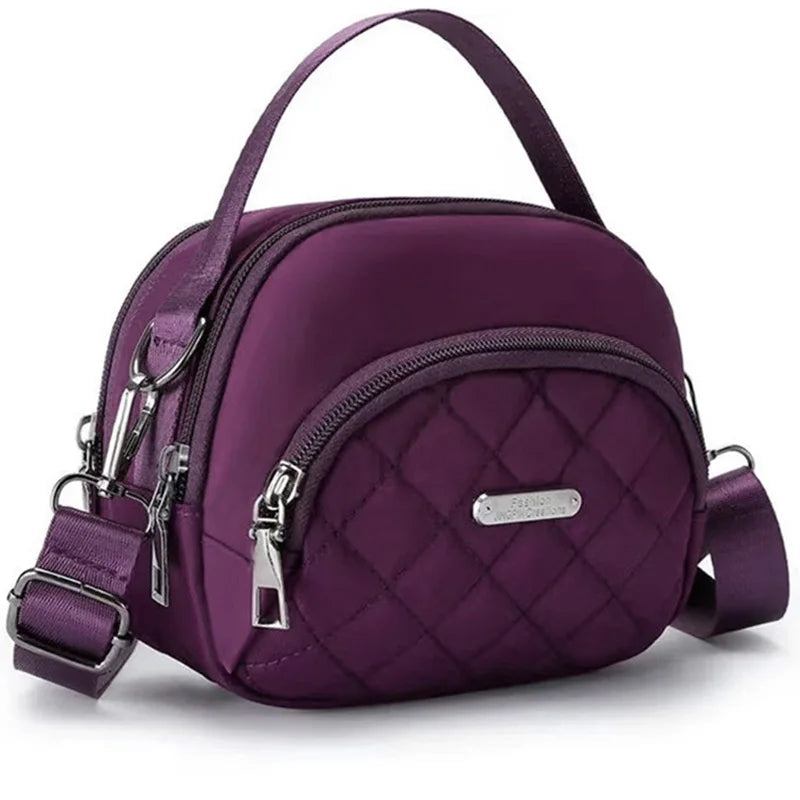 Casual Quilted Nylon Handbag - Versatile Crossbody Bag with Multi-Pockets, Detachable Strap Shoulder Bag for Women