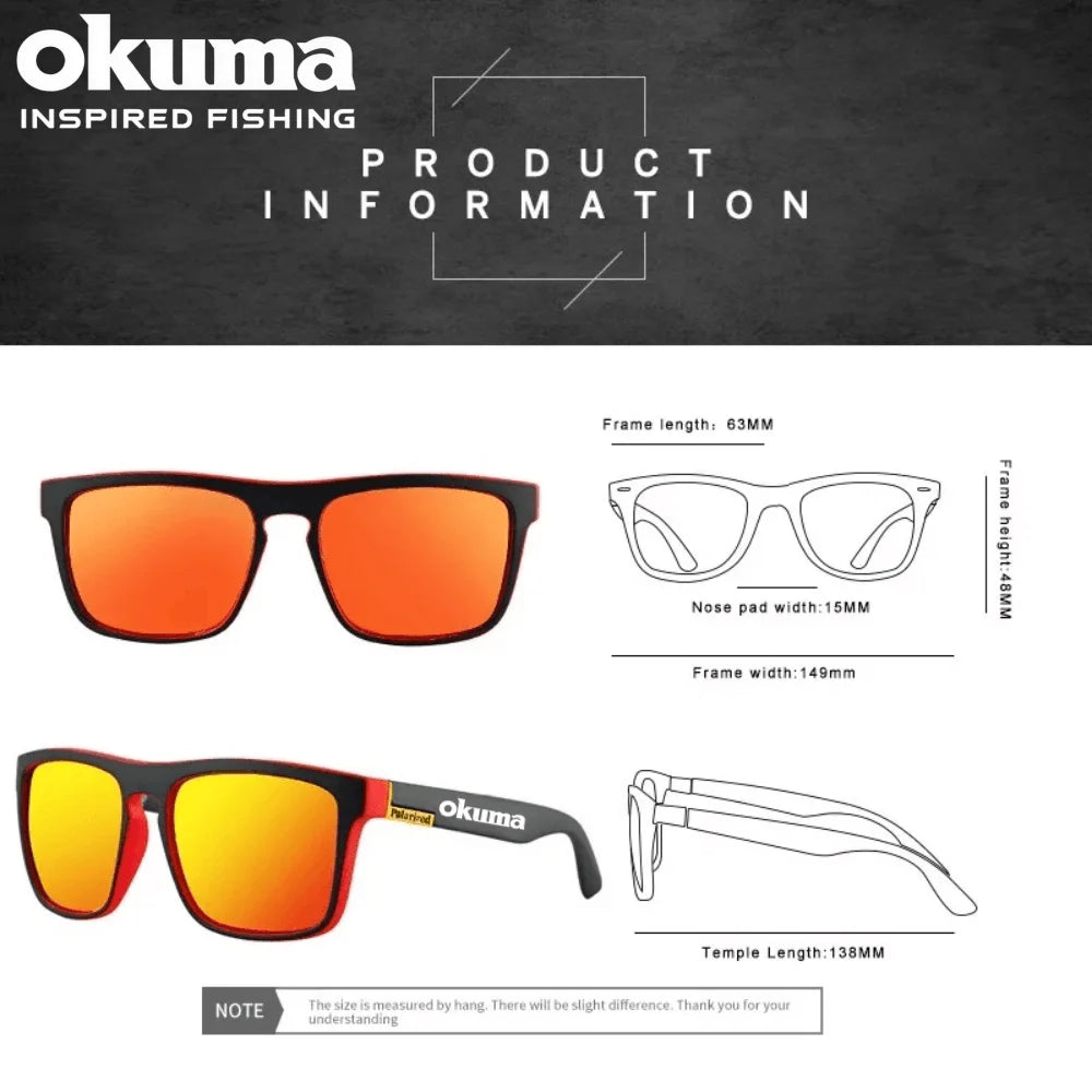 New 6 color okuma fishing glasses men women polarized cycling glasses outdoor driving and hiking anti glare UV400 sunglasses