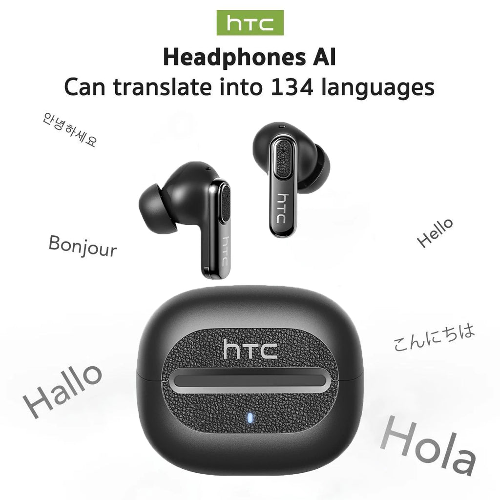 Bluetooth Headset AI Translation Real-time 134 Languages In-Ear Comfort Surround Sound for Travel Work HTC NE60 TWS Earbuds