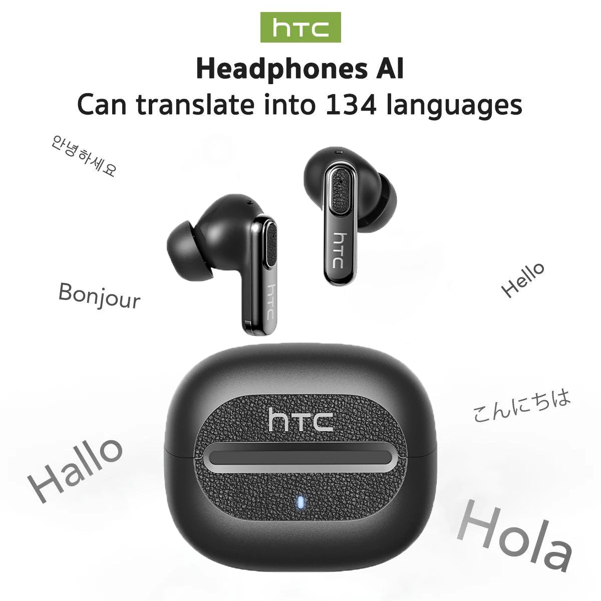 Bluetooth Headset AI Translation Real-time 134 Languages In-Ear Comfort Surround Sound for Travel Work HTC NE60 TWS Earbuds