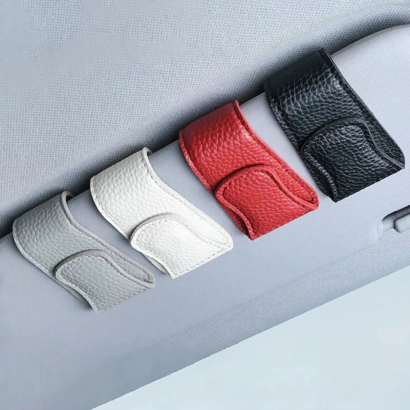 2Pcs Sunglasses Holder Is Suitable for Car Sunshades Magnetic Leather Sunglasses Clip and Ticket Clip Car Sunshade Accessories