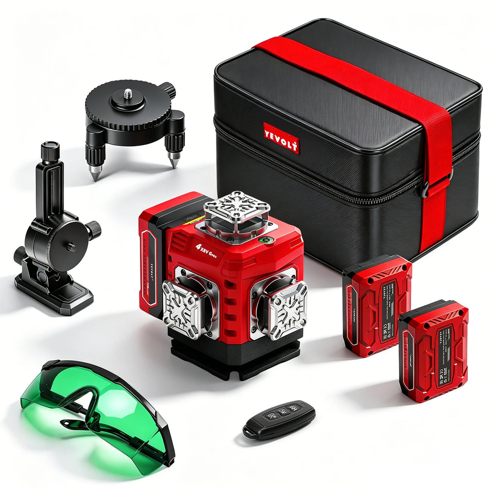YEVOLT YVGLL4FB16 16 Lines 360° 4D Green Laser Self-Leveling Slope Mode Type-C Rechargeable Remote Control IP54 Waterproof Tile