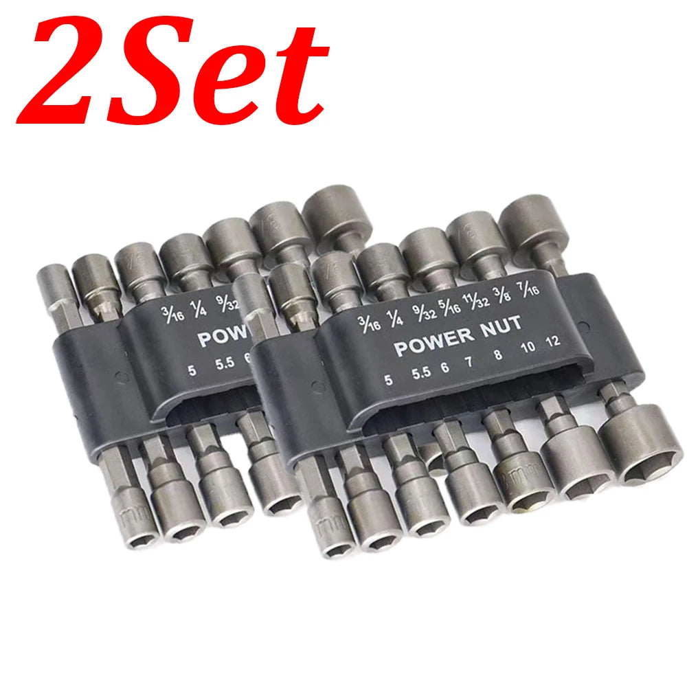 1-4Set 5-12mm Hexagon Nut Driver Drill Socket Screwdriver Wrench Set 9/14Pcs Screwdriver Socket Pneumatic for Woodworking Tools