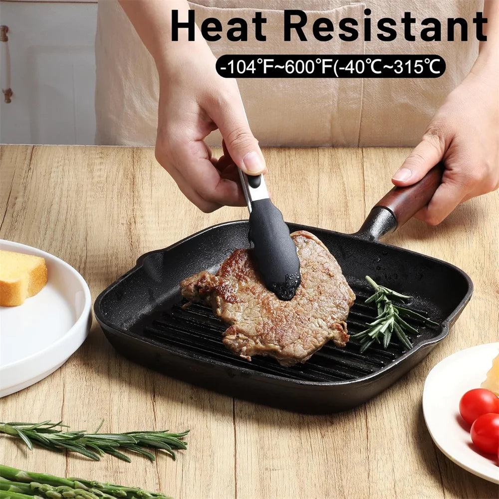 7 Inch Food Clamps Stainless Steel Mini Kitchen Clamps Silicone Anti-Slip  Cooking  Clamps Grill Salad Tools Grill Kitchen Tools