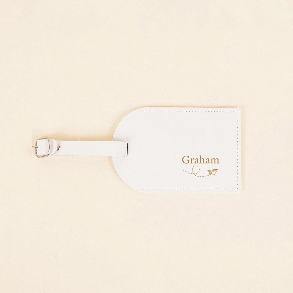 Personalized Pu Leather Luggage Tag Monogrammed Couple Travel Baggage Label Tags Wedding Bridal Shower Gift for Family Friends