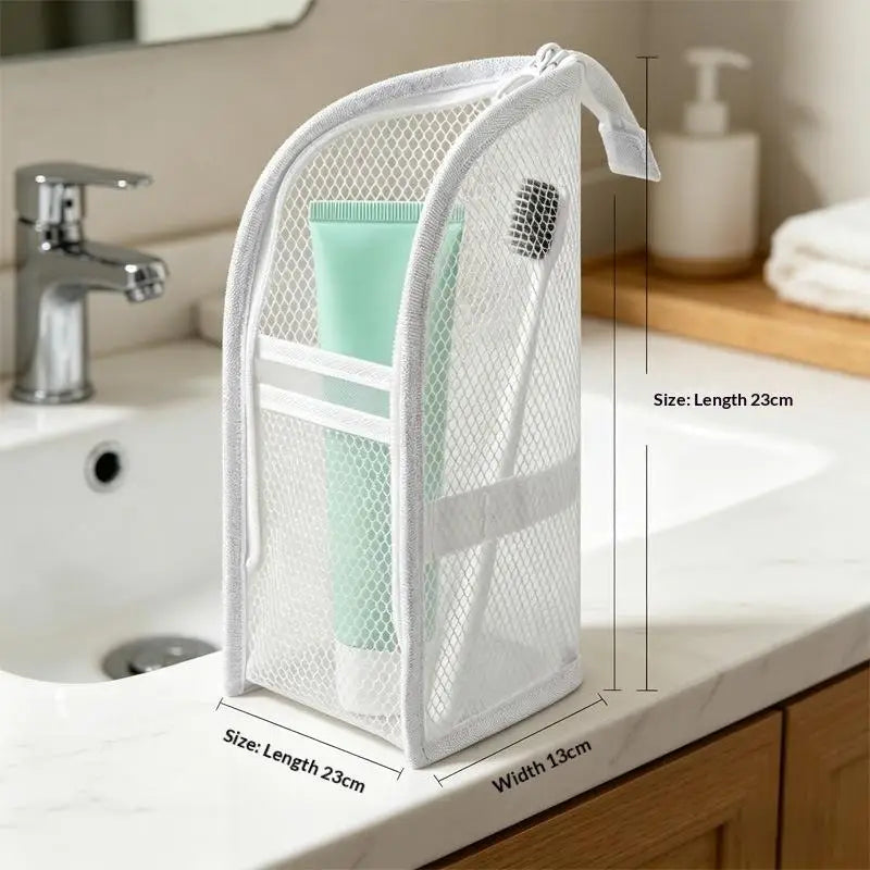 [CL]Breathable Mesh Travel Toiletry Bag With Stand Up Design Storage Pockets For Vacation Business Trip