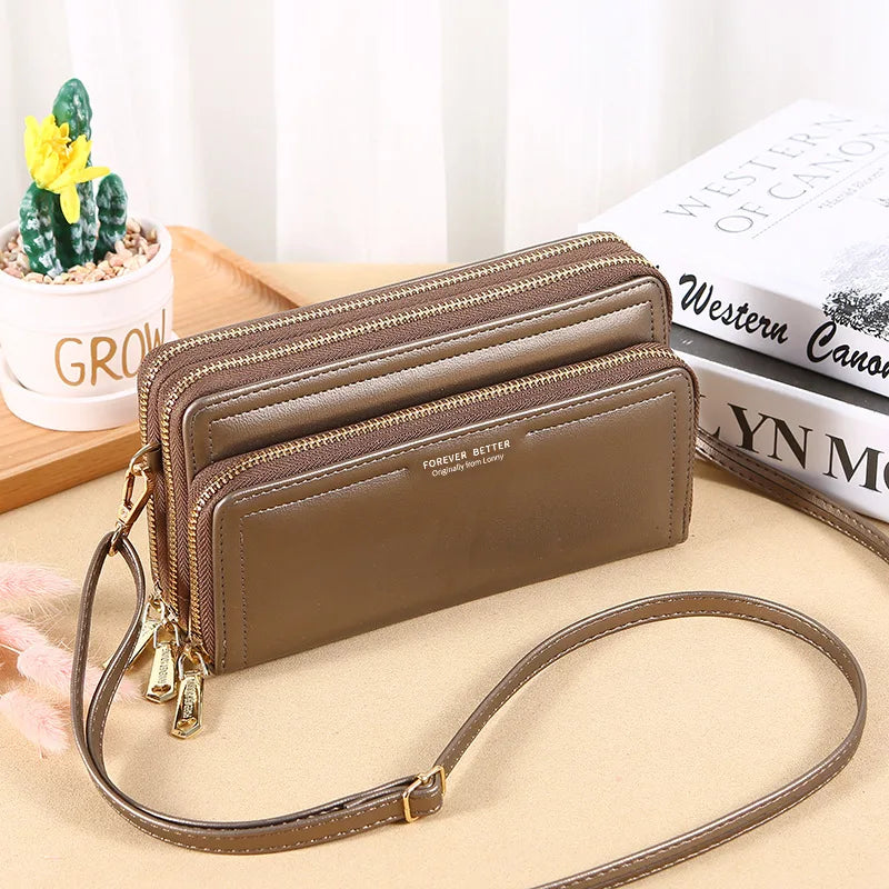 Ladies Wallet Double Layer Large Capacity Clutch Shoulder Bag Crossbody Mobile Phone Bag Coin Purse Card Holder Female Handbags