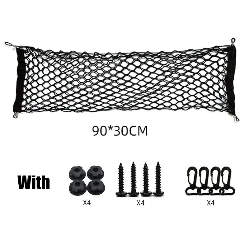 Car Back Rear Organizer Net Seat Elastic String Magic Sticker Universal Storage Pocket Bag Auto Car Trunk Organizer Wholesale