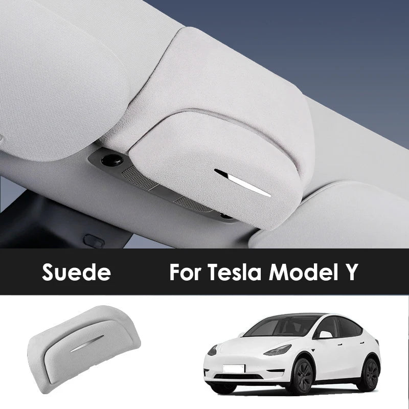 Car Glasses Case Wear-Resistant Sunglasses Holder Storage Box ABS/Suede For Tesla Model 3 / Y / 3 Highland / Y Juniper