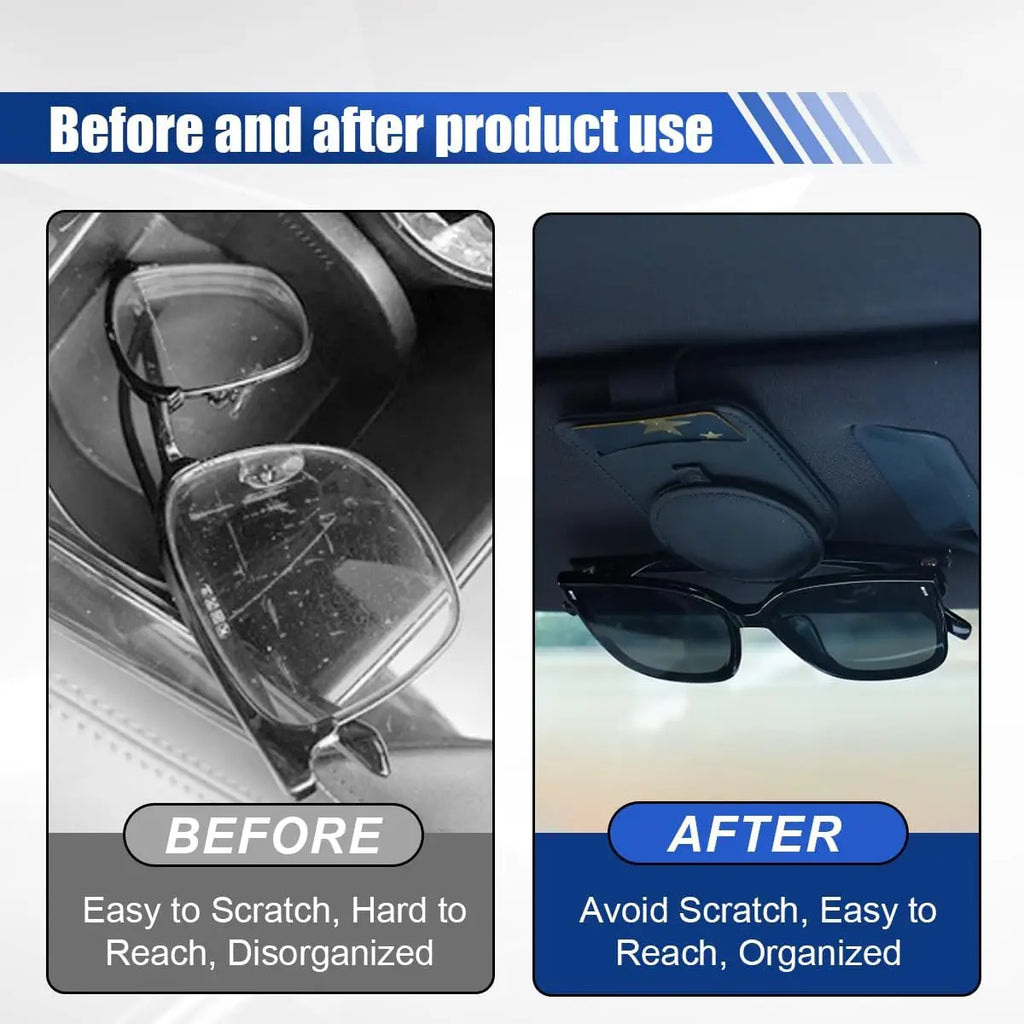 PU Leather Glasses and Card Holders in Car Magnetic Sunglass Frame Eyeglass Hanger Clip for Car Sun Visor Car Glasses Frame