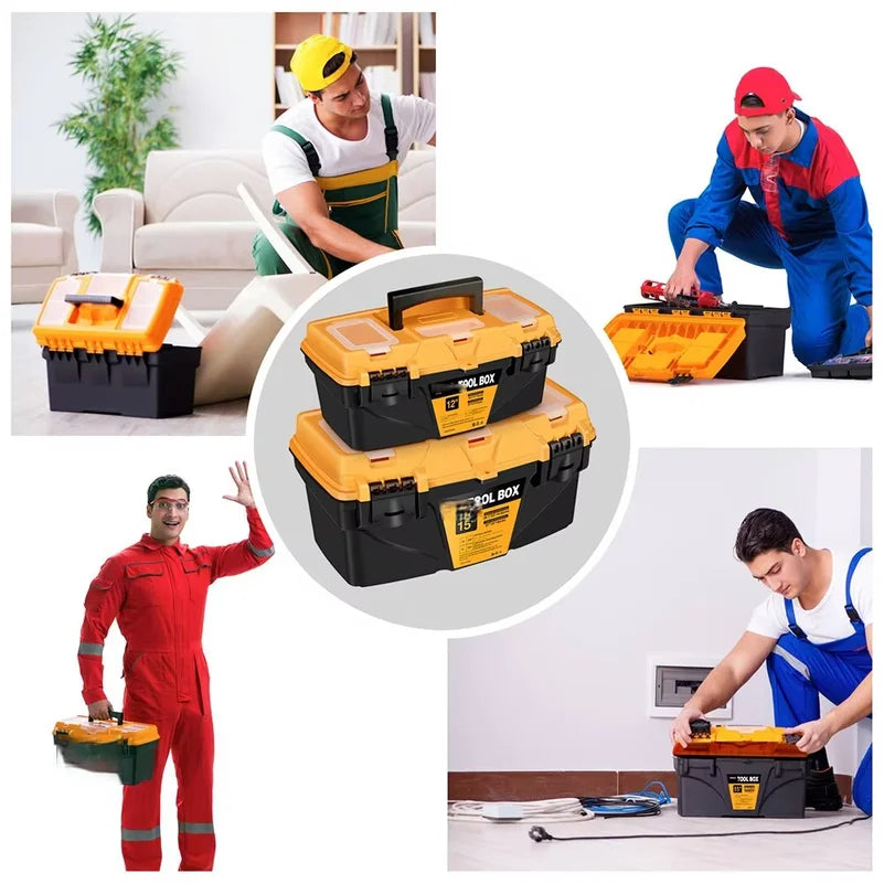 14/16/20Inch Hardware Tools box, Plastic Thick Combination Suitcase Electrician Carpenter Electric Drill Storage Box