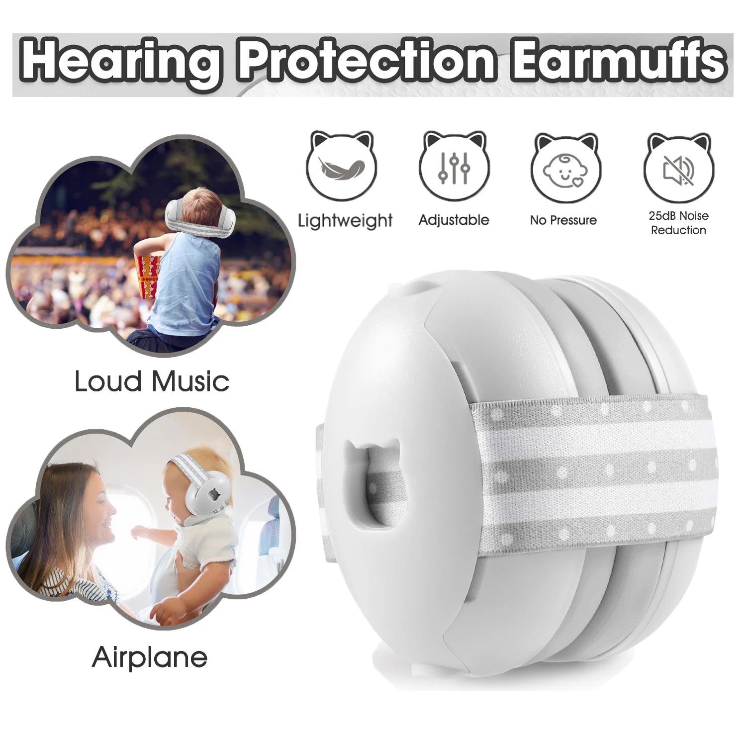 New Baby Noise Cancelling Headphones Ear Protection Earmuffs for Infants with Elastic Headband Airplane Travel Baby Accessories