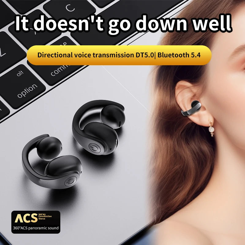 Bluetooth5.4 Single Wireless Earphone Ear-Clip Business Headphone HIFI Stereo TWS Music Headset Sports Earbuds For Xiaomi iphone