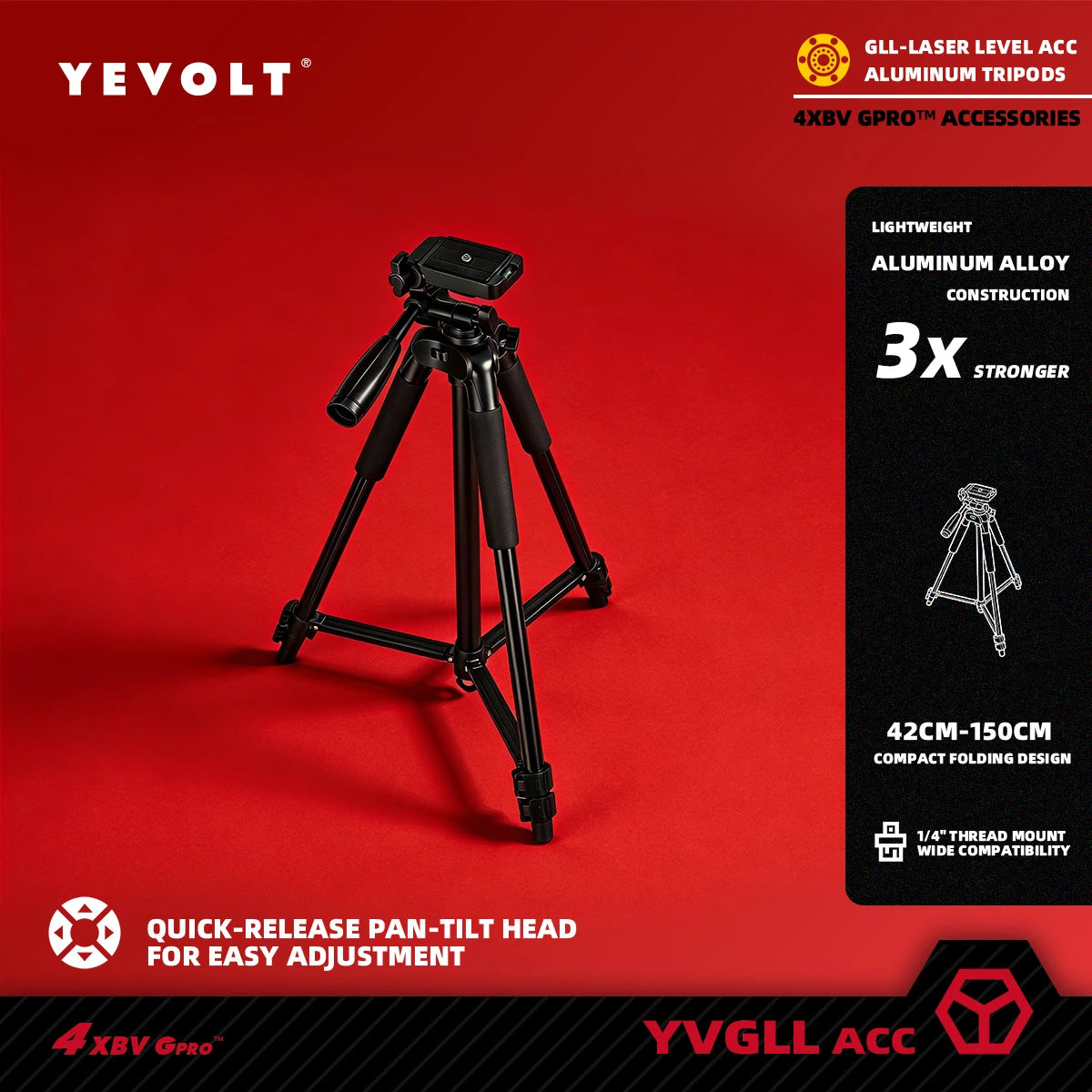 YEVOLT YVTRP150 Laser Level Tripod 1.5M Aluminum Alloy Adjustable Height Tripod Adapter Tripod Stand For Self-Leveling Tool