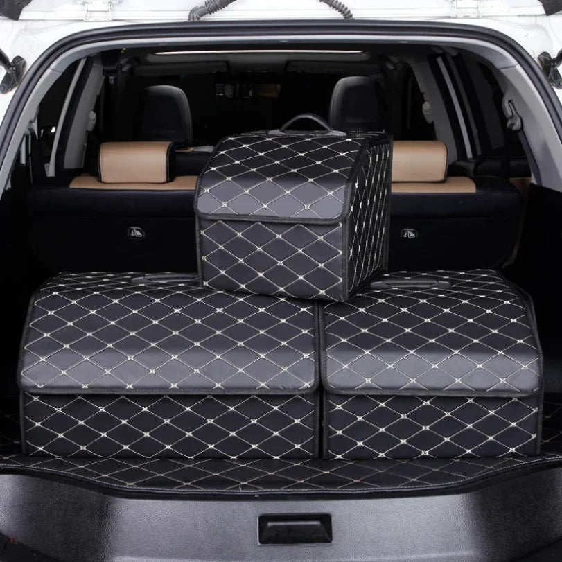 Car Trunk Organizer Box Large Capacity Auto Multiuse Tools Storage Bag Stowing Tidying Leather Folding for Emergency
