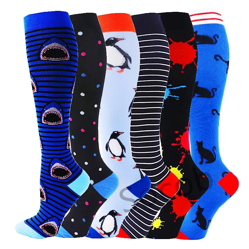 6/7 Pairs Compression Socks Varicose Diabetes Sock Running Cycling Hiking Touring Bicycle Marathon Outdoor Rugby Edema Long Tube