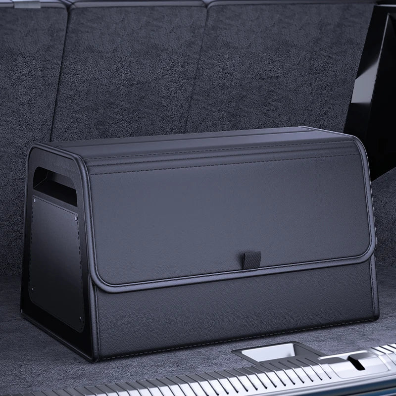 Car Trunk Organizer with 4-Point Magnetic Closure – PU Leather, Reinforced ABS Frame, Fits SUV, Sedan, and Home Use