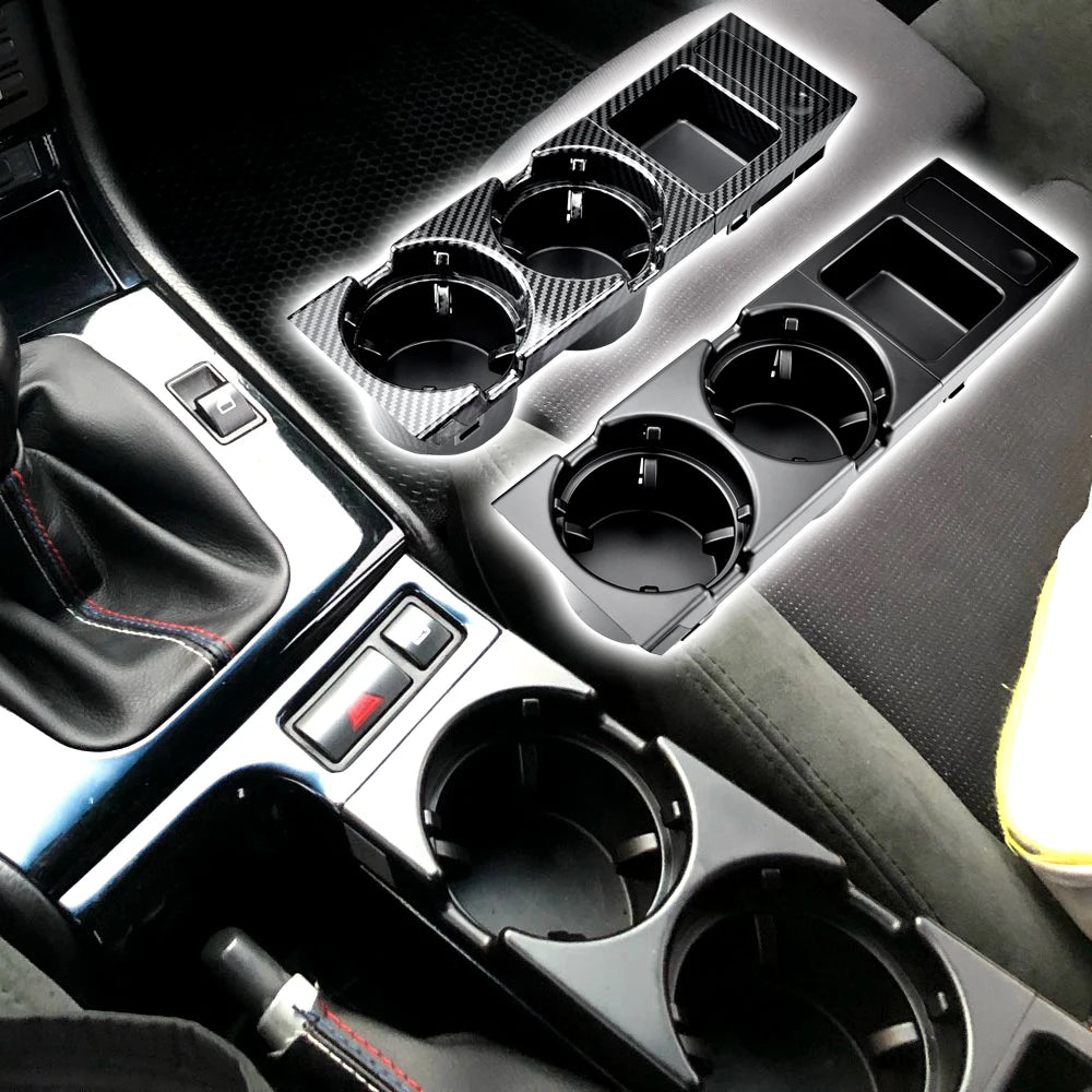 Carbon Fiber/Black Car Center Console Water Cup Holder Beverage Bottle Holder Coin Tray For Bmw 3 Series E46 318I 320I 98-06