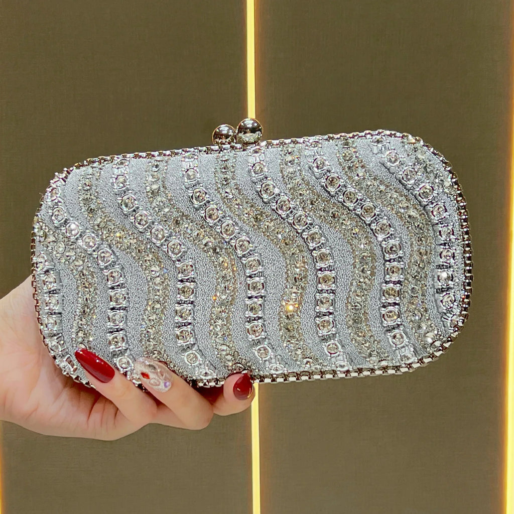 New celebrity exquisite clutch bag, high-end diamond-encrusted bag, women's luxury rhinestone dinner bag, niche clutch bag
