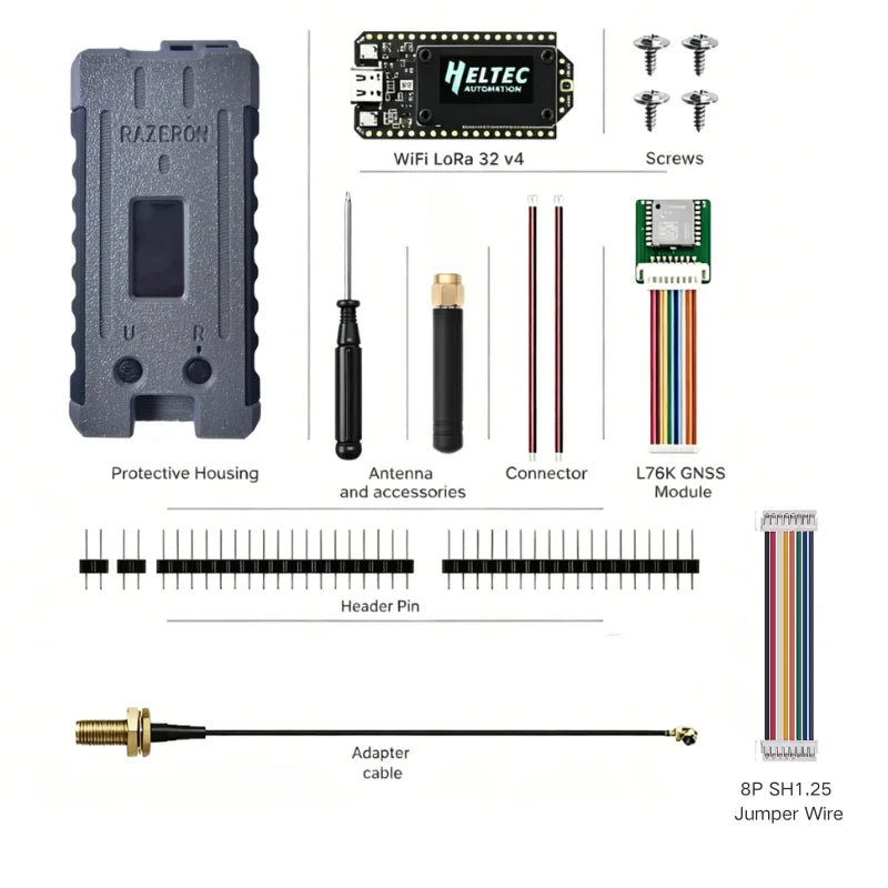 Meshtastic MeshCore Node Heltec V4 V4.3 Enclosure Case LoRa 28dBm WiFi BLE GPS IoT Kit
