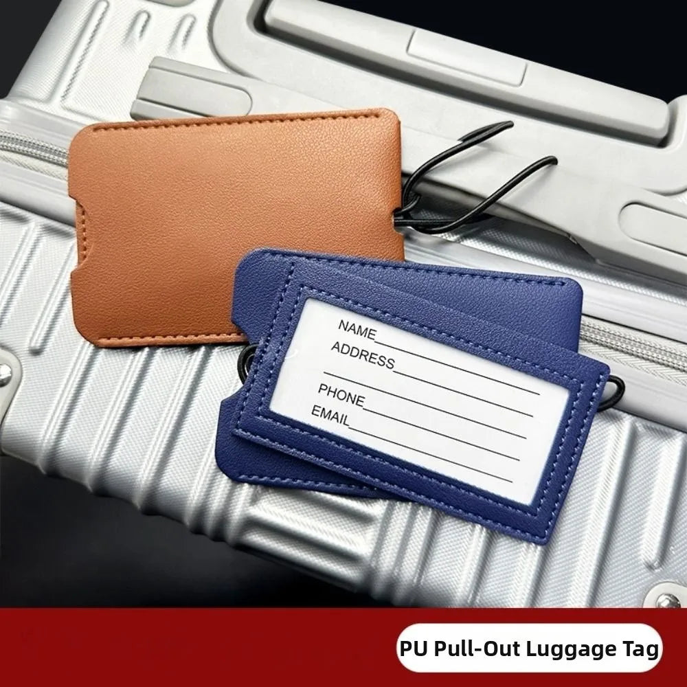 PU Leather Pull out Luggage Tag Soft Red Color Name ID Address Tags Backpack Accessories Baggage Boarding Label