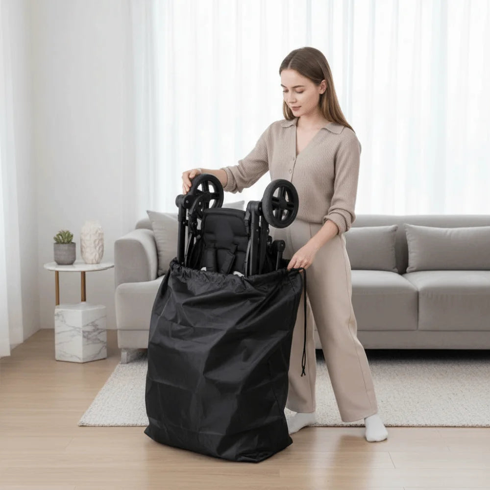 Water-Resistant Stroller Travel Bag Oxford Cloth Drawstring Closure Pram Storage Organizer Anti-splash Water Foldable Design