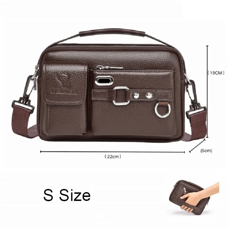 Men's Large Capacity Business Briefcase Quality PU Leather Shoulder Messenger Bag for Gentlemen Leisure Travel Attach Valise