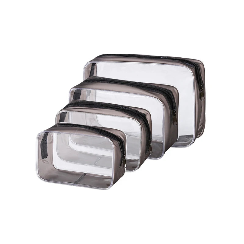 4 Pcs Clear Travel Toiletry Bag Makeup Bag with Zipper PVC Waterproof Travel Wash Bags Portable Storage Bag Cosmetic Bag Set