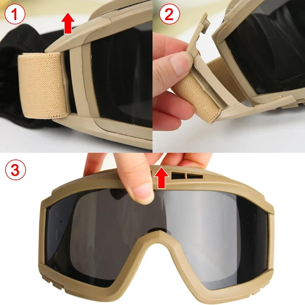 Tactical Goggles Military Shooting Sunglasses Windproof Sand Control Wargame Glasses Army Shooting Airsoft Paintball Glasses