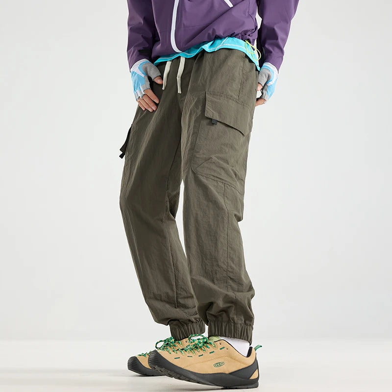 CHRLCK Men's Water-repellent Hiking Cargo Pants Breathable  Fashion Cargo Pants Autumn Trousers Fishing Camping Pants Male
