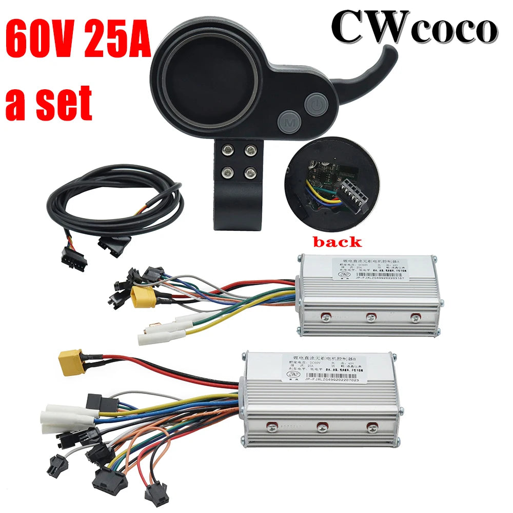 48V25A 52V25A 60V25A JP Ebike Electric Bicycle Scooter Controller Dual Drive LCD Display Brushless DC Dual Drive Controller
