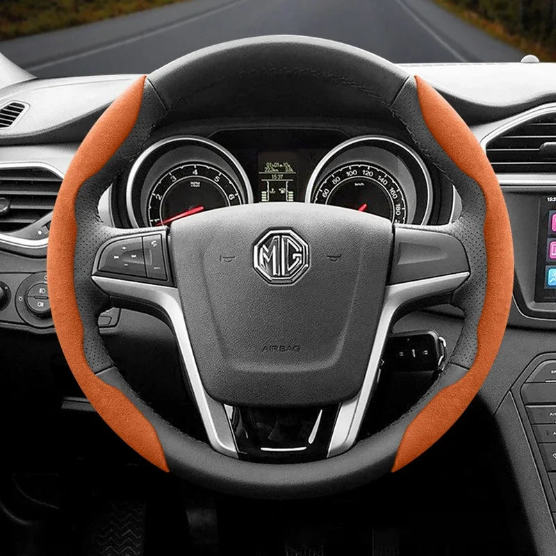 Suitable for Mg Non-Slip Buckle Segmented Suede Steering Wheel Cover Suitable for Zs Mg3 Hybrid Luxury 2025 One Mg4 Mulan Hs 5 6