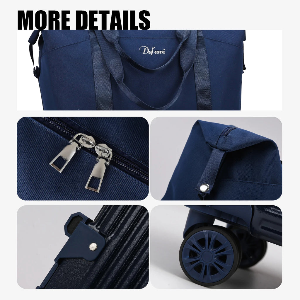 Luggage Bag with Wheels, Travel Bag with Universal Wheels, Foldable Suitcase, Lightweight Trolley Bag, Large Capacity Hand-Pulled Backpack for Going Abroad and Returning Home