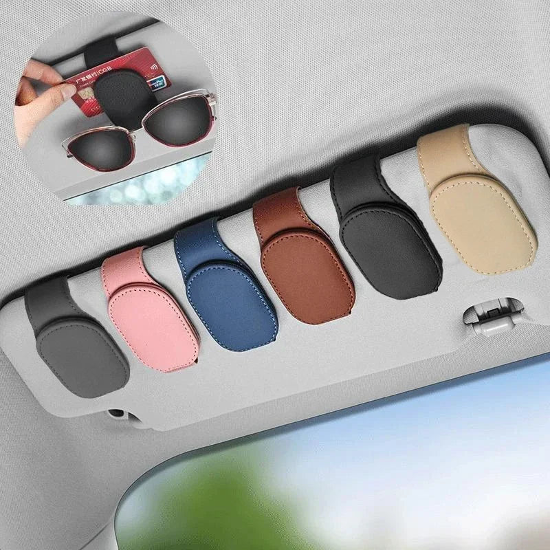 Car Glasses Case Sunglasses Clip Card Ticket Holder Stand Fastener Pen Eyeglasses Case Car Accessories