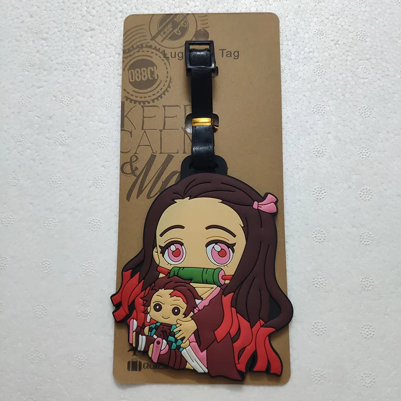 Anime Demon Slayer Luggage Tag Travel Portable Baggage Boarding Label Silica Gel ID Addres Holder Luggage Individuality Tags