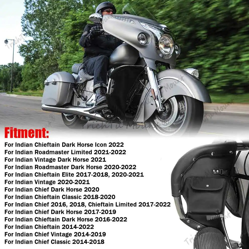 Motorcycle Engine Crash Bar Bags Protection Rider PU Leather Leg Warmer Bag Chaps Soft Lowers For Indian Chief Vintage Chieftain