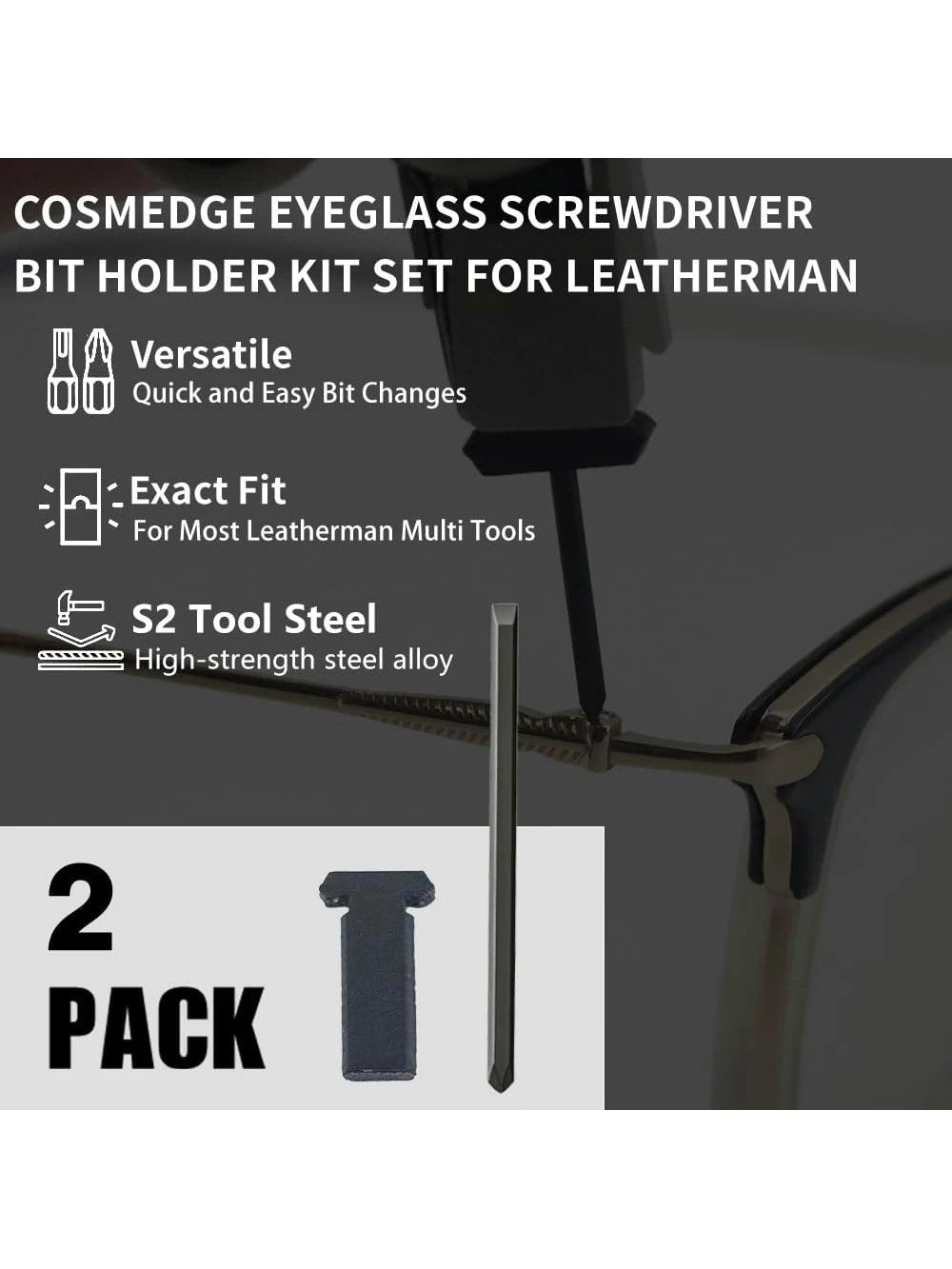 Eyeglass Screwdriver Bit Holder Kit Set for Leatherman, Flat Replacement Phillips Screwdriver Bits Set for Precision Repair