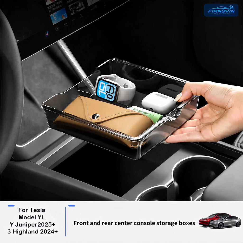 Center Console Upper Storage Box ABS Silicone Non-Slip Front Rear Armrest For Tesla Model 3 Model Y Juniper YL Car Supplies