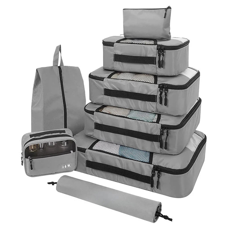 High Quality Travel Bag Sets 8 Pieces Waterproof Luggage Organizer Pouch Clothes Separation Organizer Bag Portable Packing Cubes