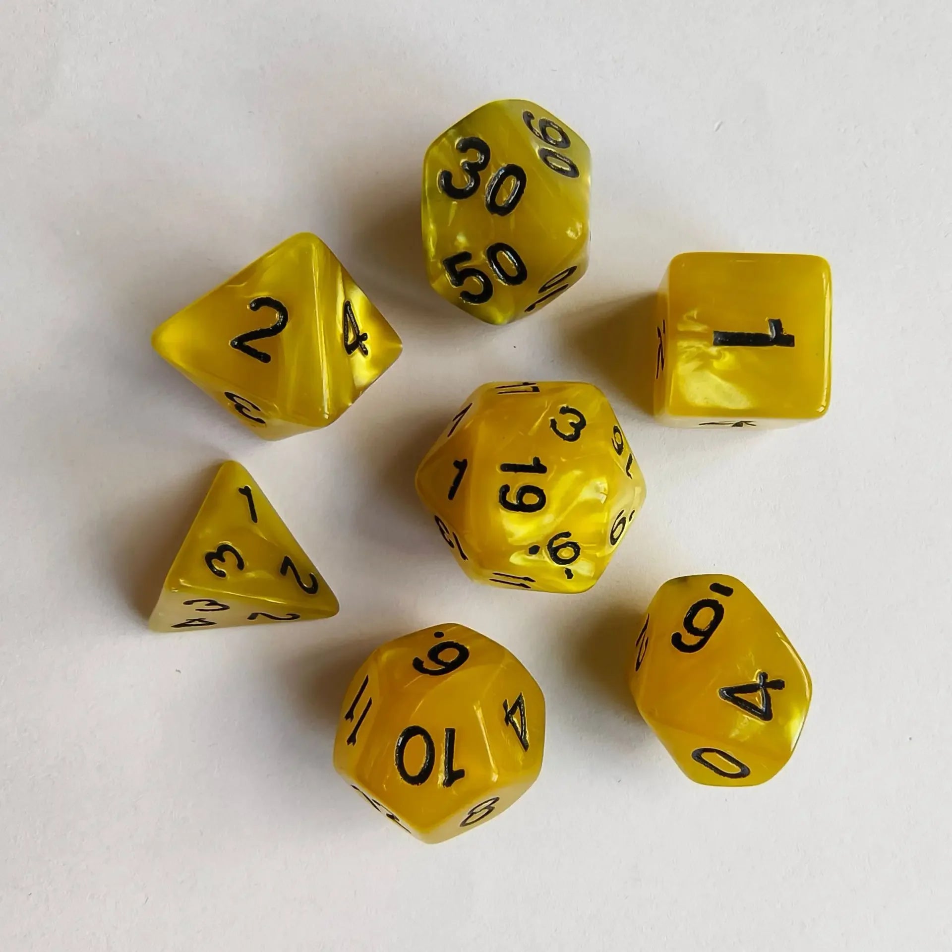 7pcs/set Colorful Pearl Pattern Polyhedral Dice Number Dice Kit for DND PRTG RPG Running Team Table Board Game Dnd Dice Set