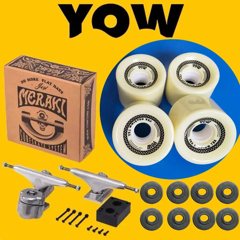 Genuine YOW land surf skateboard trucks longboard brackets with wheels and bearings together dish, good quality level