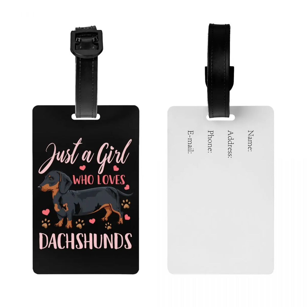 Custom Dachshunds Dog Luggage Tag Privacy Protection Badger Sausage Wiener Baggage Tags Travel Bag Labels Suitcase