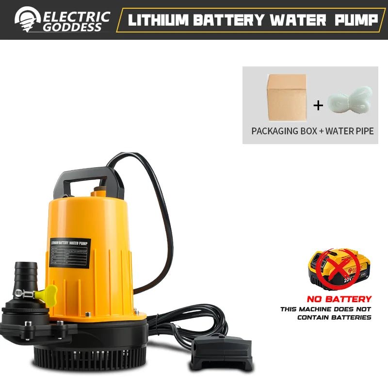 Portable Submersible Clean Water Pump with 10M Water Pipe Aquarium Irrigation Household Pumping Pump For Dewalt 20V Battery Pin