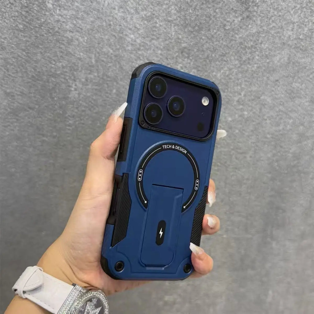 For Magsafe Kickstand Phone Case For iPhone 17 Pro 14 16 15 13 11 12 Pro Max Air Magnetic Wireless Charge Stand Anti-Fall Cover